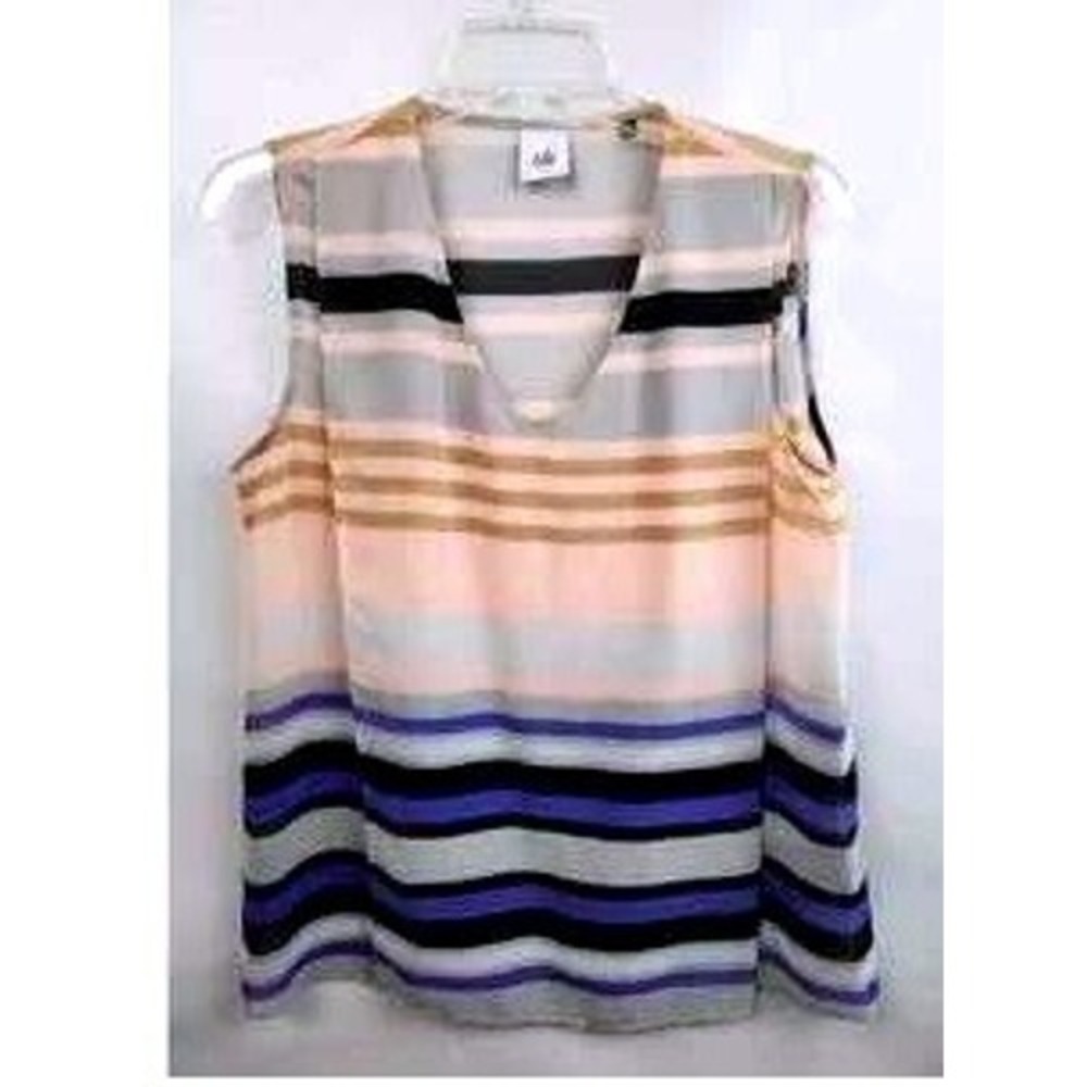 Cabi Regatta Shell Top Womens M Multi Stripe Sleeveless V-Neck Blouse 3273